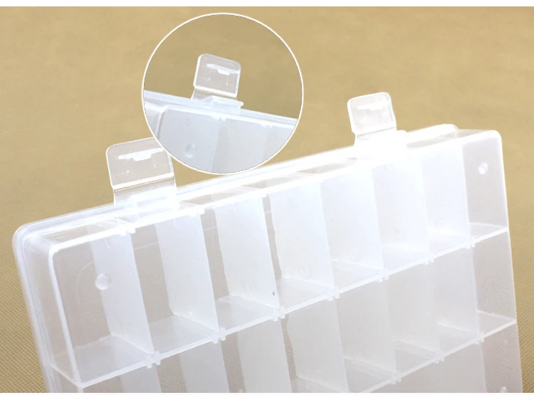 Life Essential 24 Compartment Storage Box Practical Adjustable Plastic Case for Bead Rings Jewelry Display Organizer