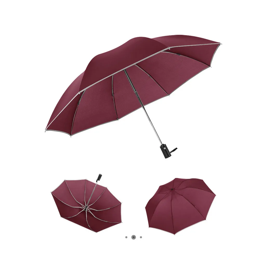 Высококачественные автоматические зонтики от солнца и дождя обратный складной бизнес зонтик светоотражающие полосы Зонт от ветра и солнца