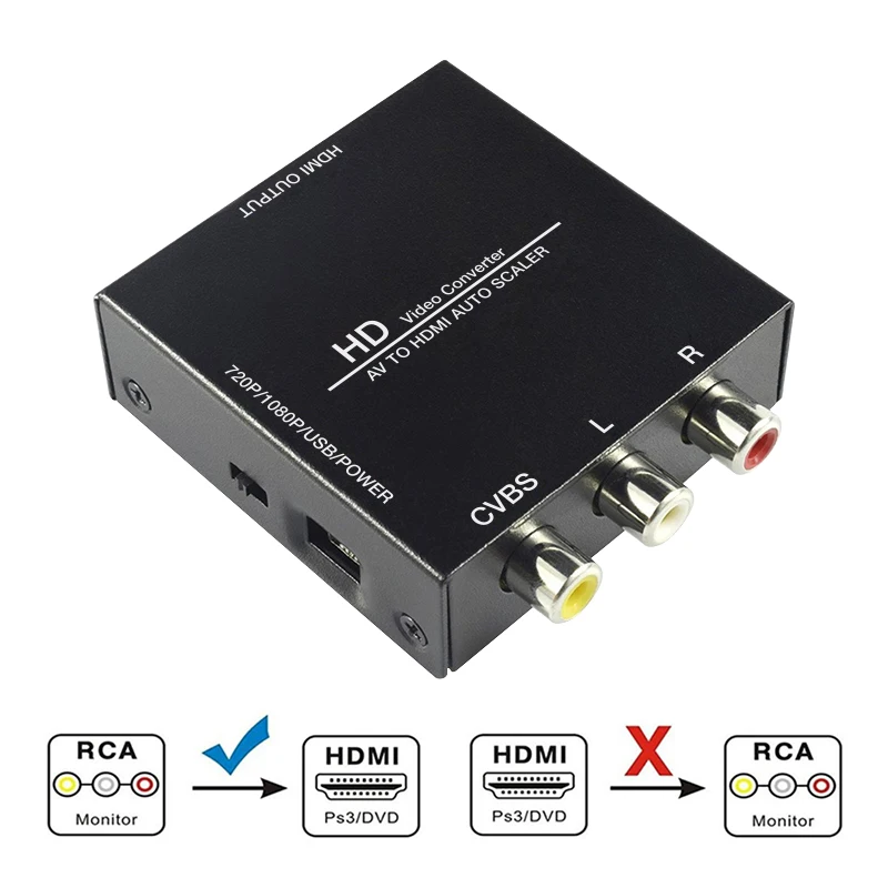 DZLST RCA AV в HDMI конвертер Full HD 1080P Роскошный Металлический AV2HDMI адаптер для HDTV PS3 PS4 nintendo PC AV RCA в HDMI конвертер