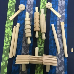 Outils de pâte en bois pour enfants, moule visqueux, outils de poterie, rouleau à pâtisserie, biscuits, accessoires de cuisson faits à la main, de 3 à 6 ans, 12 pièces/ensemble 
