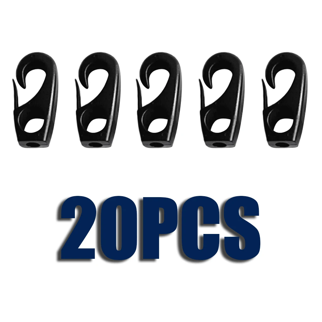 20 Pcs Plastic Bungee Shock Cord Hook Snap Hooks for 7mm Elastic Rope Strapping Tape, Strong
