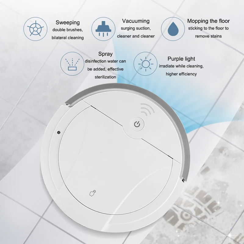 US $43.68 2021 Robot Vacuum Cleaner With Humidifying Power Suction Sweep And Wet Mopping Cleaning Home Sweeper Intelligent UV Lamp