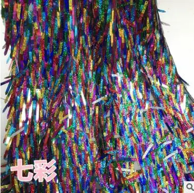 Большие длинные пайетки вышивка тканевая кисточка дизайнерские DIY вечерние женские платья блестки Ткань для шитья по двору 90x125 см - Цвет: as picture