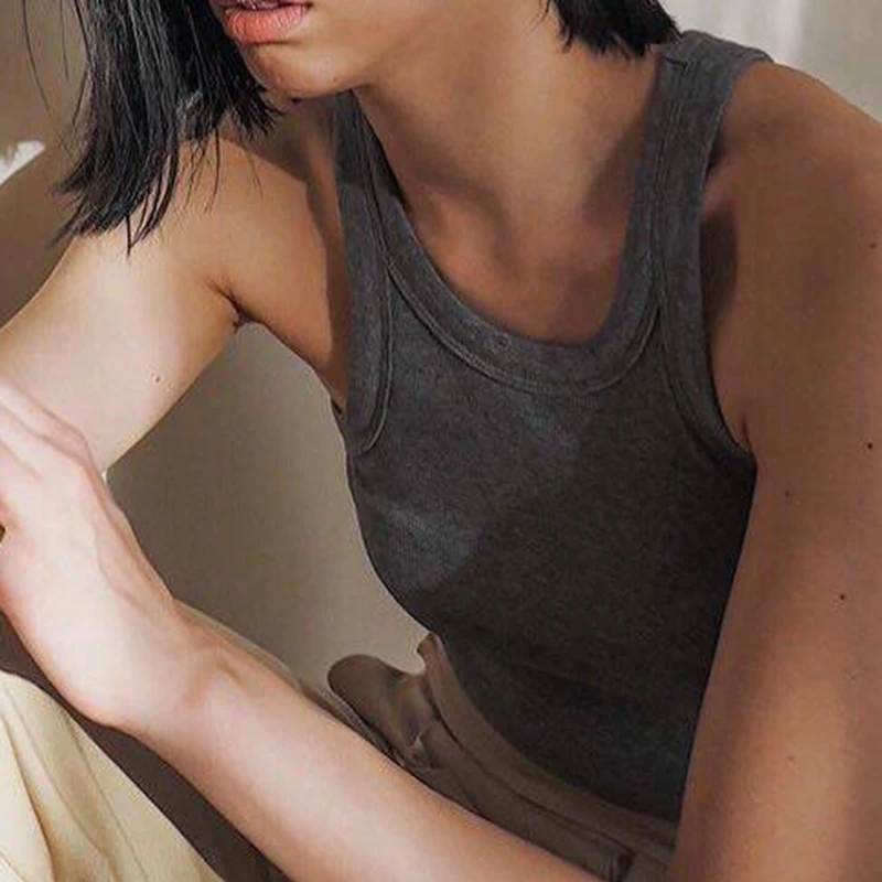 

2020 New Sleeveless T-shirt Simple Vest Stretch Sexy Tee Ladies Camis Tank Top For Summer