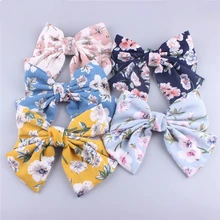 

Bohemian Bow knot Hair Clip Women Children Floral Big Barrette Tie Hairpins Girls Ribbon Ponytail Headwear Hair Accessories