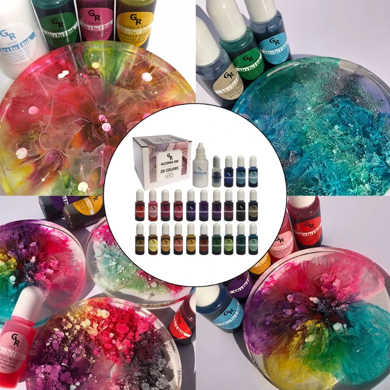 25 Colors DIY Craft Epoxy Resin Diffusion Pigment Alcohol Ink Liquid Colorant Dye Crystal Mold Soap Making