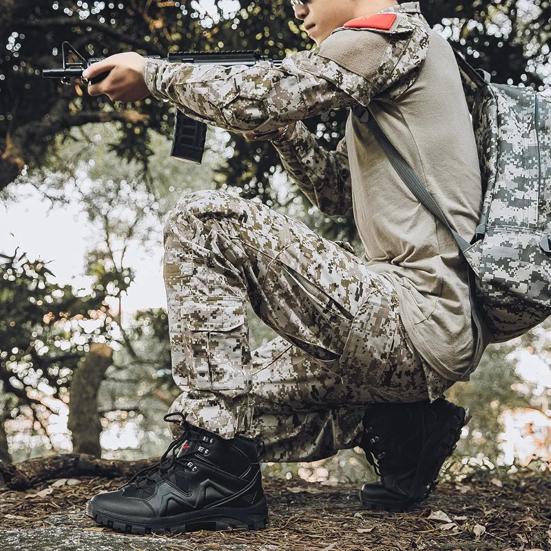 Зимние Для мужчин Армейские сапоги качества с особой силой тактические боевые ботинки; обувь для пустыни; полуботинки; армии США Рабочая обувь кожаные сапоги для снега JKPUDUN