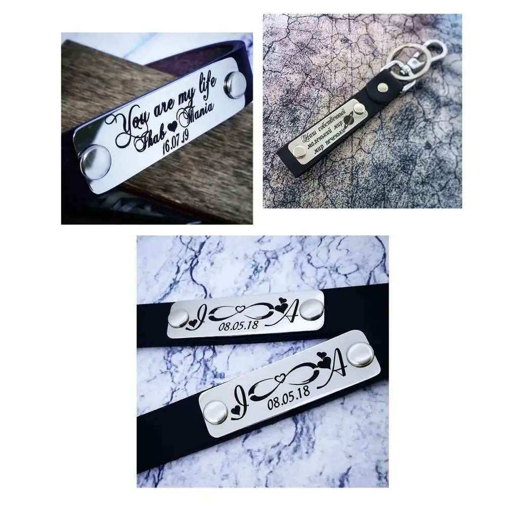 Кожаный мужской брелок с надписью на заказ, брелок для ключей, держатель для автомобиля, гравировка имени, индивидуальный логотип, индивидуальный подарок