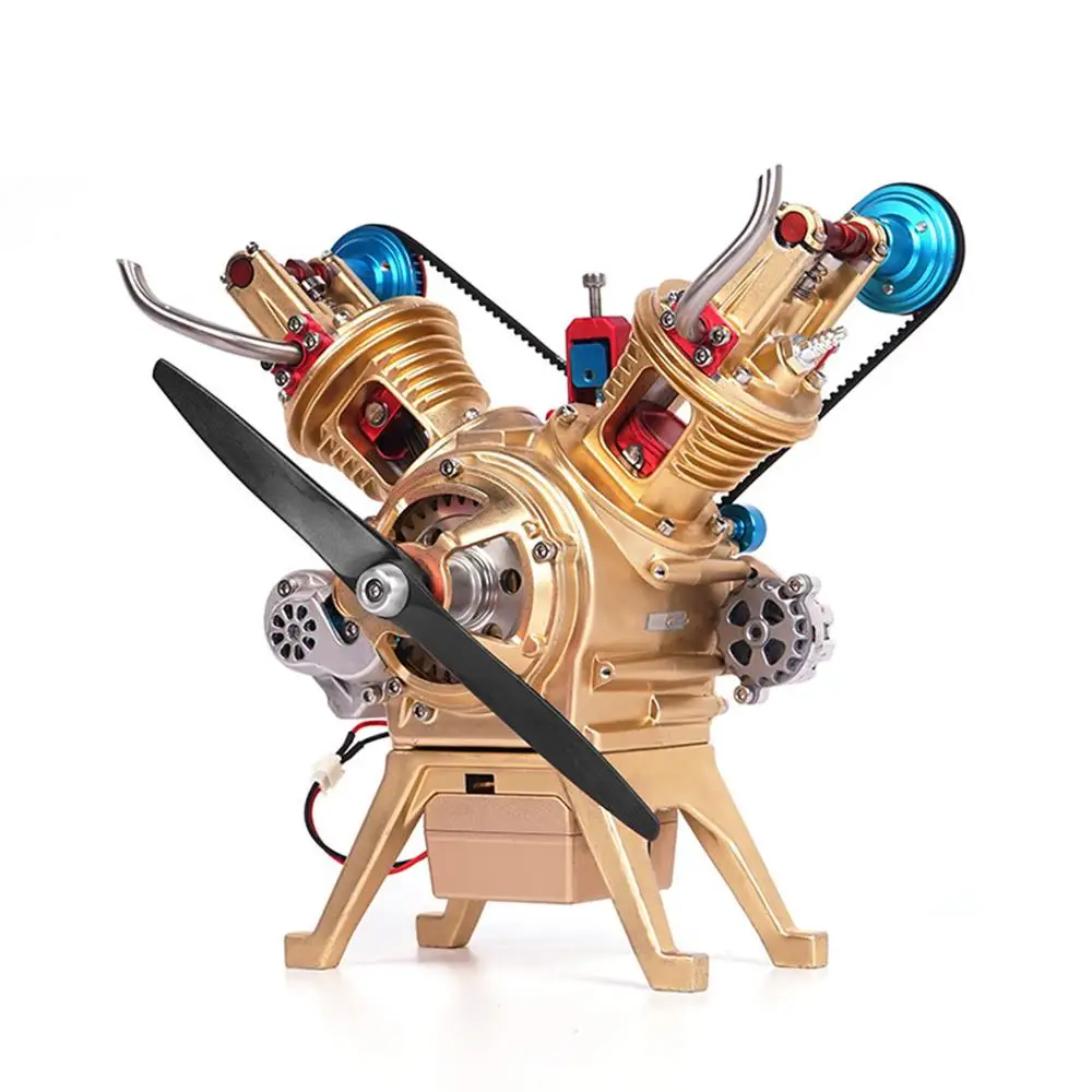 Цельнометаллический автомобиль мини ручной сборки V2 двухцилиндровый двигатель модель игрушки украшения - Цвет: as shown