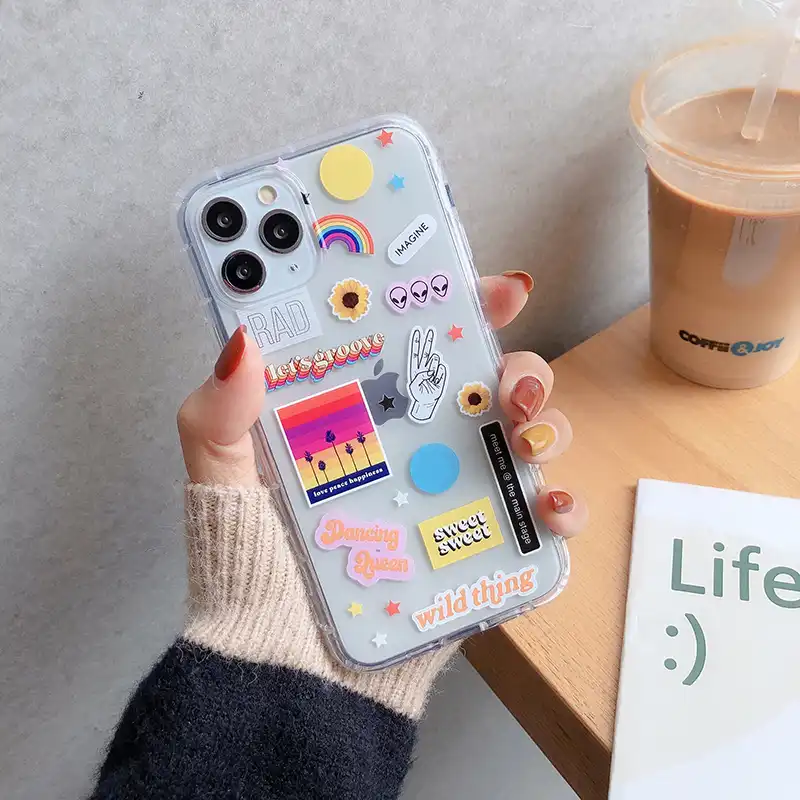 Cute Smile Clear Label Phone Case For Iphone 12 Mini 11 Pro Max Se 7 8 Plus X Xr Xs Max Cover Cartoon Rainbow Soft Cases Phone Case Covers Aliexpress