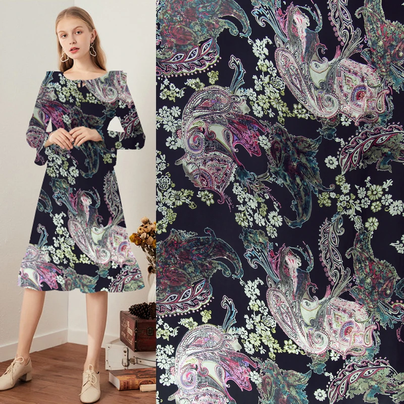 Цветочный и Пейсли дизайн шелк выгоревший шелк ткань шелк смешанная ткань, SBO078