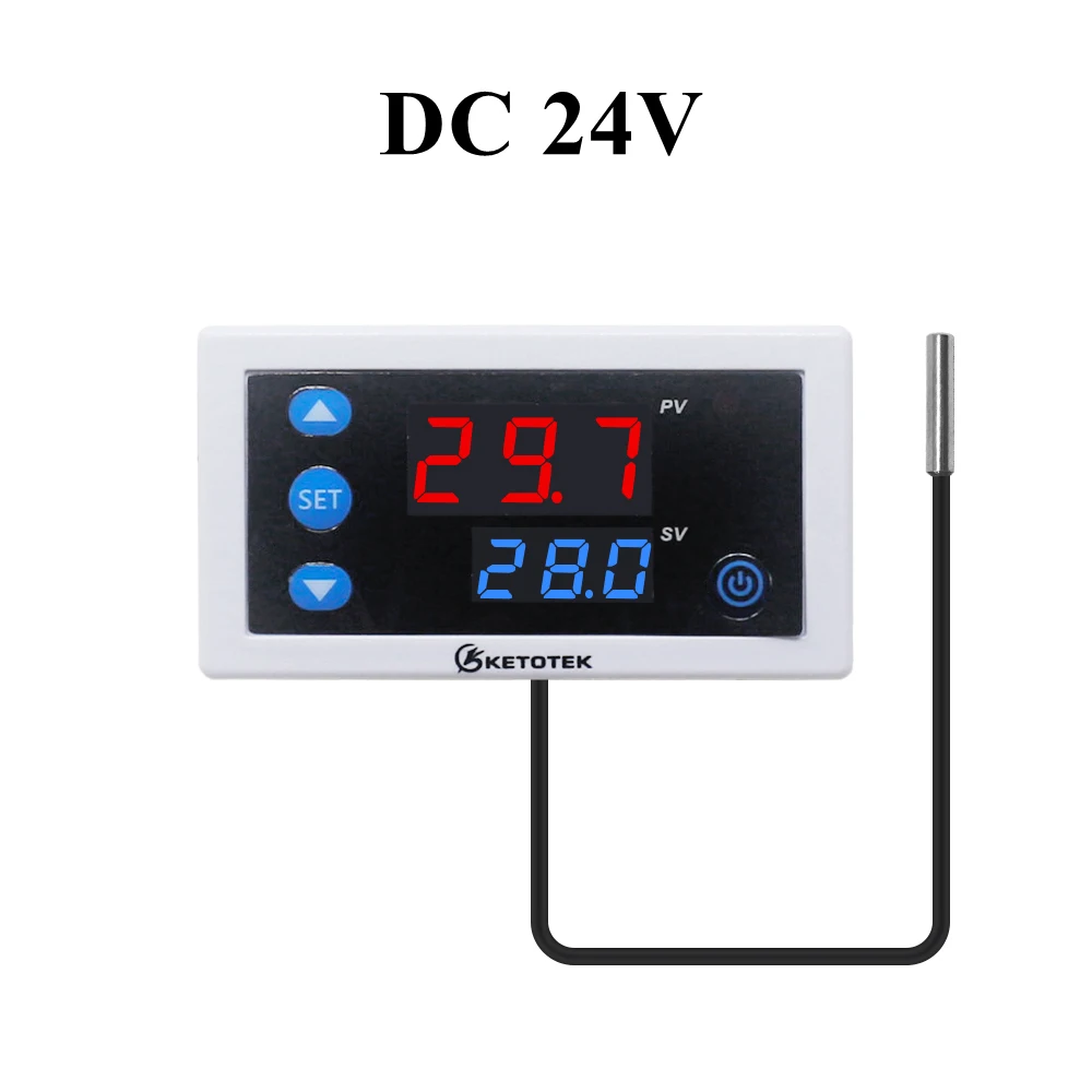 KT3003 12V 24V 110V 220V AC цифровой регулятор температуры Отопление термостат охлаждающий переключатель релейный выход с датчиком NTC - Цвет: DC 24V