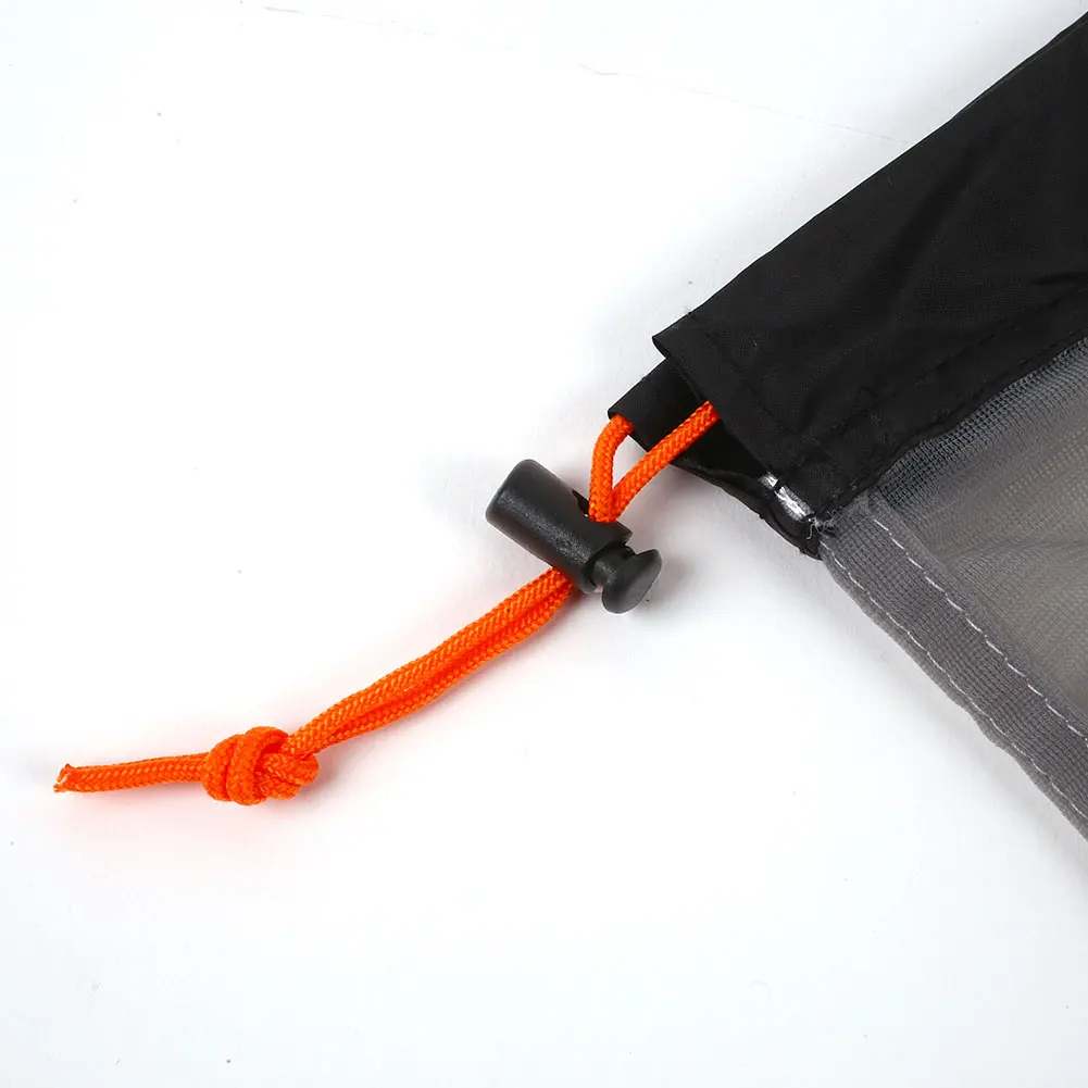 Путешествия Кемпинг Спорт Сверхлегкий сетки Drawstring сумка для хранения инструмент черный XXL