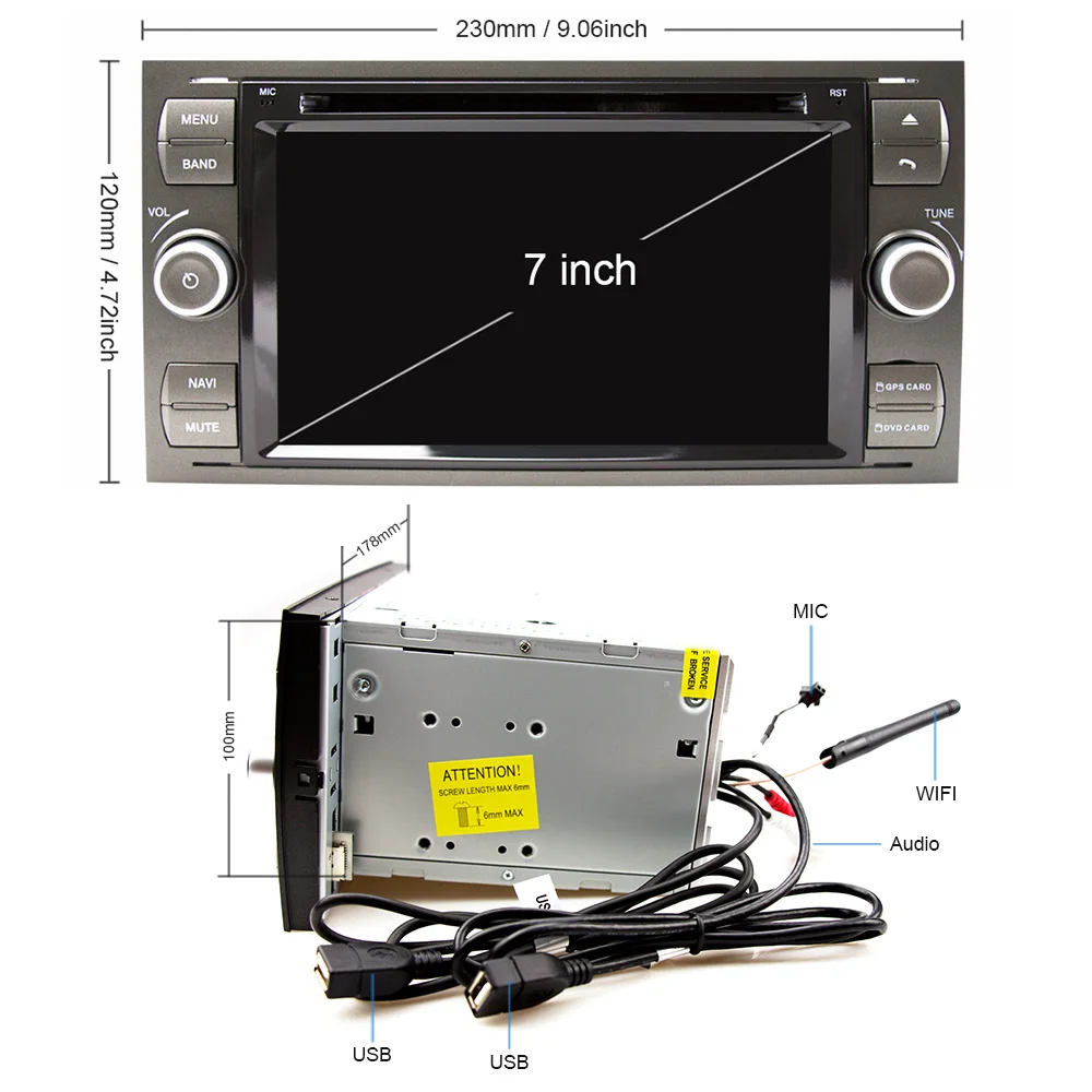 Eunavi 2 din Автомобильный мультимедийный плеер Android 10 авто DVD GPS Радио для Ford Mondeo S max Focus
