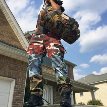 

NAGRI Tri Color Camo Patchwork Cargo Pants Men's Hip Hop Casual Camouflage Trousers Fashion Streetwear Joggers Sweatpants