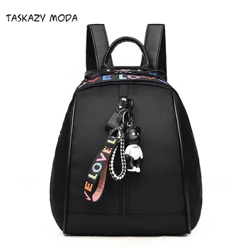 

Casual Travel Computer Laptop Bag Women Silt Pocket Waterproof Backpacks Ribbon School Bags With Mini Bear For Teenagers 2020