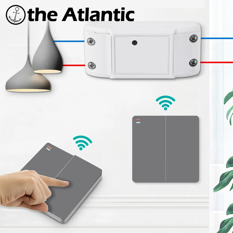 

Atlectric 433MHz Wireless RF Remote Control Switch Signal Receiver Wall Panel Light LED Bulb 100~300V Silver/Grey Plastic Switch