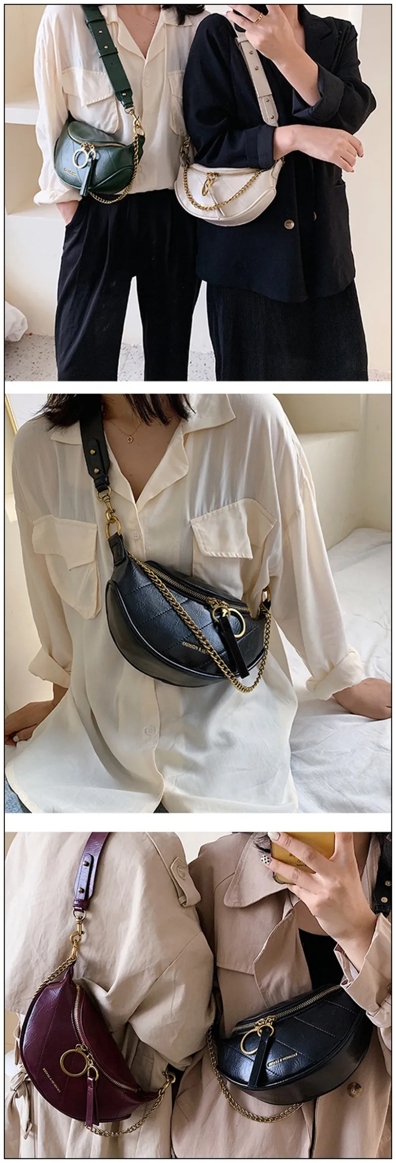 Bokinslon масло воск кожа модная поясная сумка женская повседневная панк стиль грудь плечо женская сумка