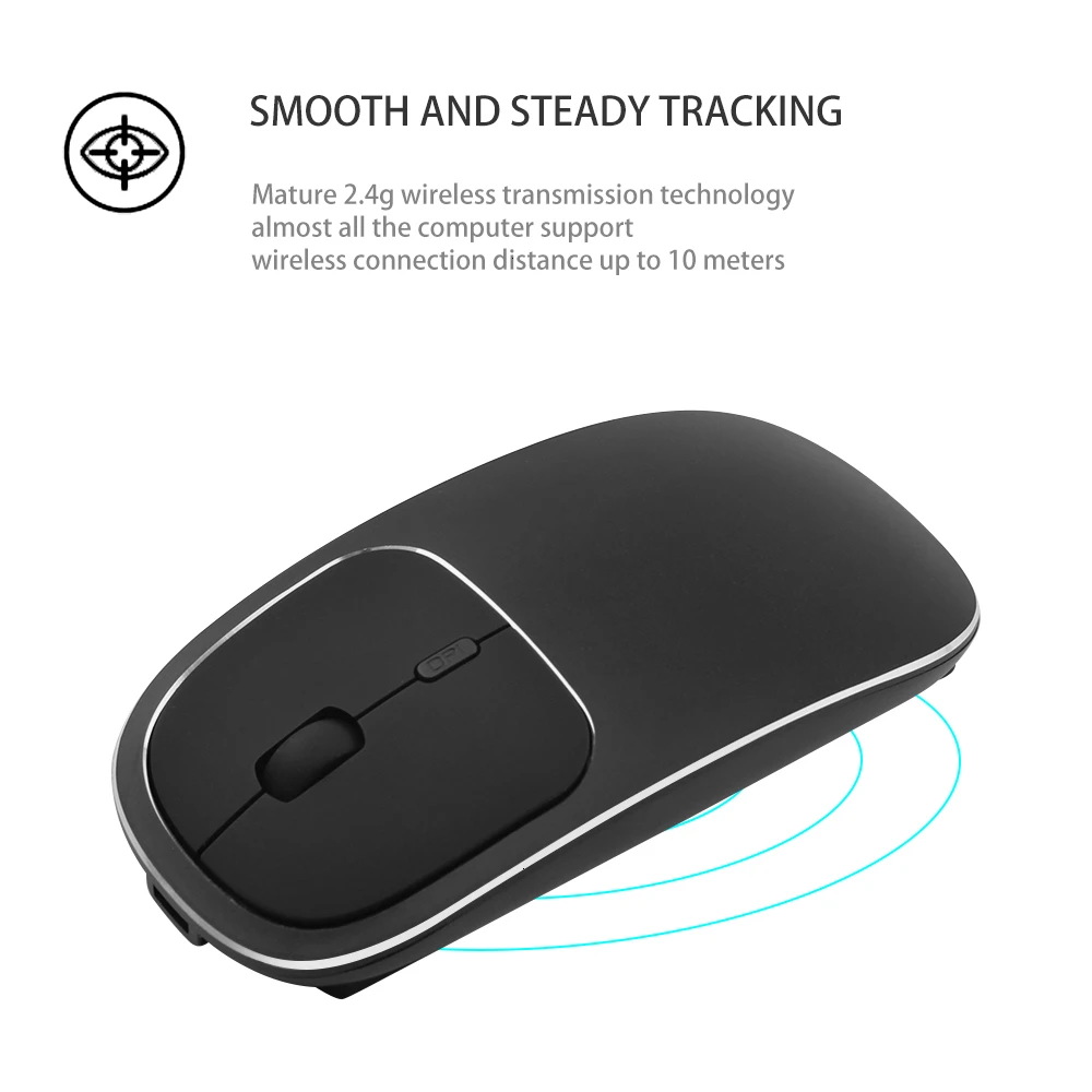 Беспроводная Bluetooth Бесшумная перезаряжаемая ультра тонкая компьютерная мышь, бесшумная Портативная оптическая 3D USB мышь для Macbook PC Latop