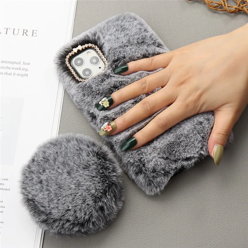 Mirror Fur Fluffy soft Case For iPhone 11 Pro Max (28)