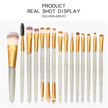 

15 Pcs/set Eye Makeup Brush Nylon Fiber Shimmering Powder Handle Eye Shadow Brush Cosmetics Tool High Quality Cosmetic Brush