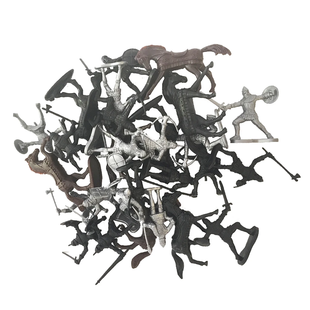 28 Piece Medieval Knights Horses Model Ancient Soldier Military Kids Toy Office Decor