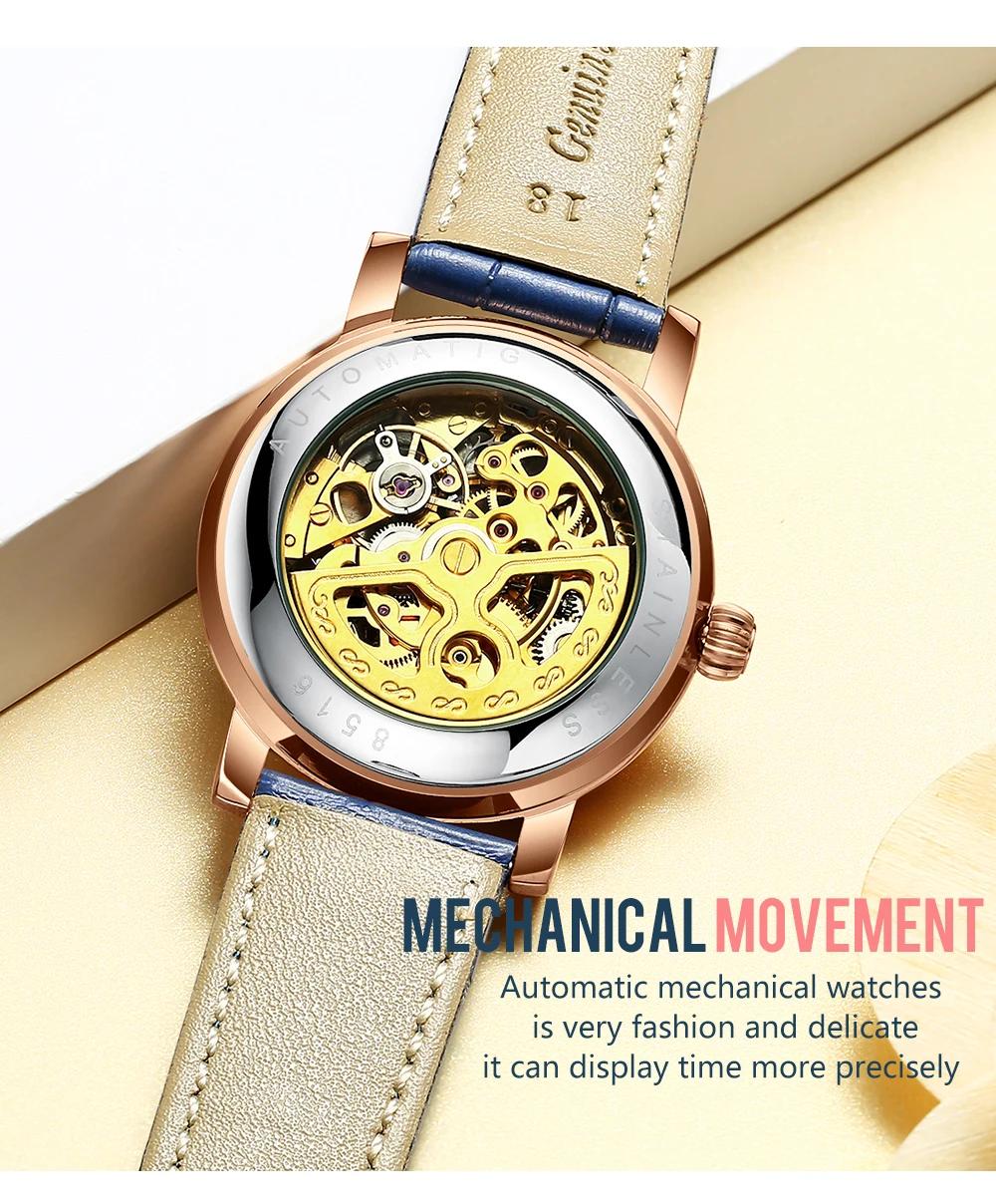 Новинка HAIQIN женские механические часы лучший бренд класса люкс женские наручные часы модные дамские часы Montre Mecanique Femme