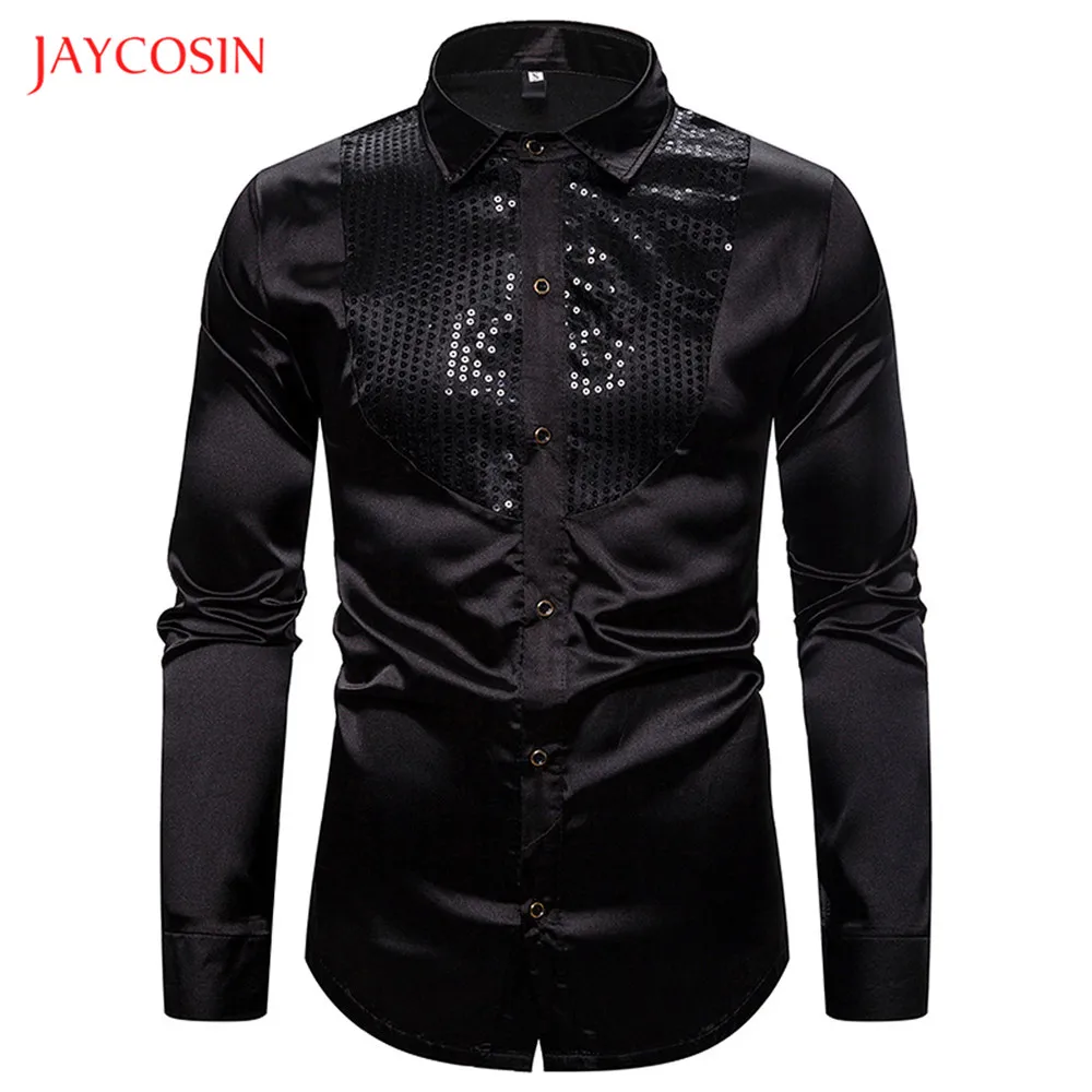Joycosin Новая зимняя мужская рубашка Повседневная модная мужская одежда Raglane Flash chip с длинным рукавом мужская верхняя одежда рубашка для ночного клуба