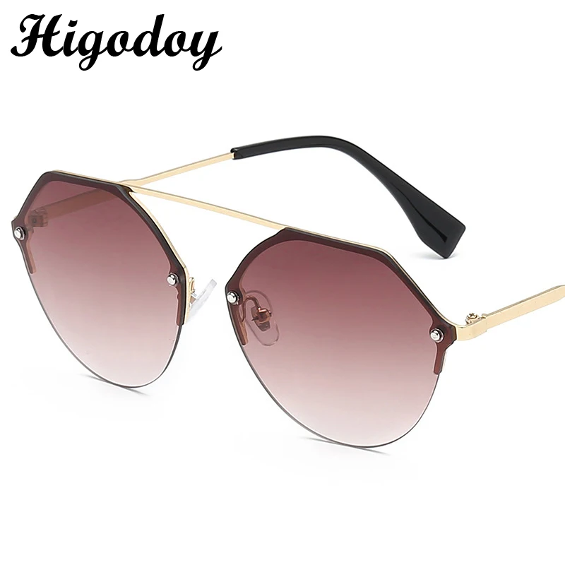 

Higodoy Luxury Metal Women Sunglasses Frameless Goggle Ladies Vintage Oversized Sunglasses Men High Quality Women Fashion 2019