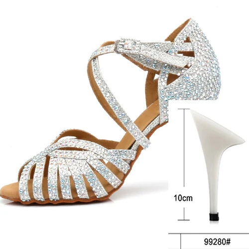 WUXIJIAO/туфли для латинских танцев; женские туфли на высоком каблуке; черные Серебристые золотистые блестящие удобные туфли для сальсы; вечерние туфли для сальсы - Цвет: silver  heel 10cm