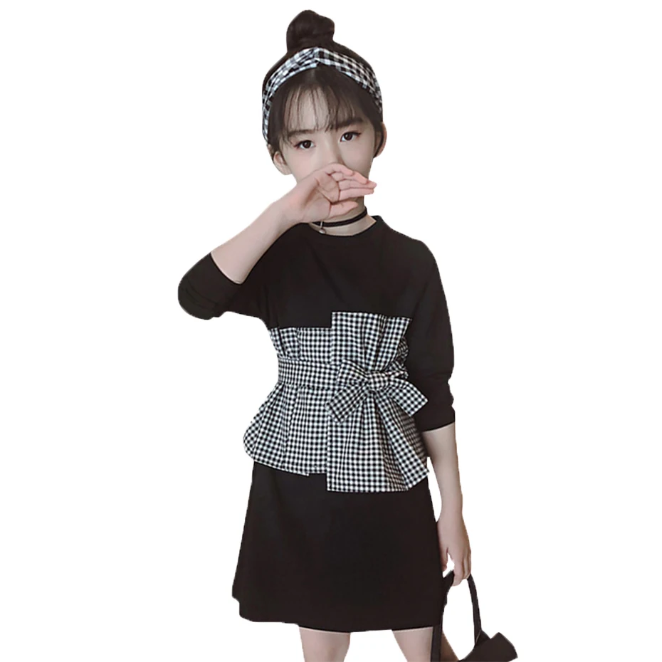 Spring Girls Dress 2019 For Party Kids Dresses Girl Patchwork Long Sleeve Clothing 6 8 12 Years Clothes | Детская одежда и обувь