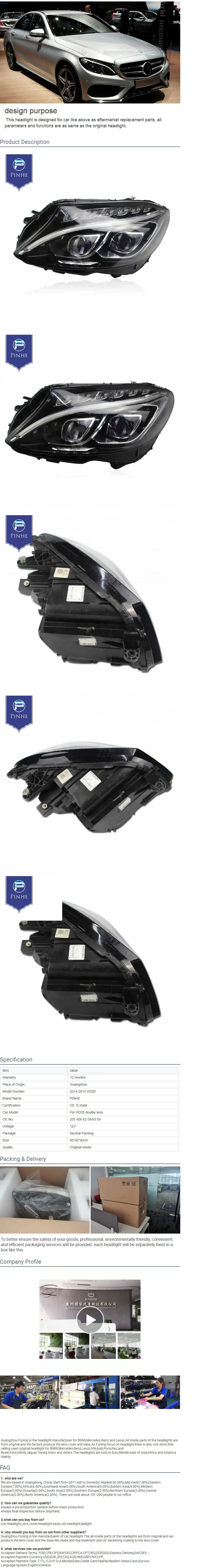 Faro Delantero Original Para Coche Clase C W5 Conjunto De Faros Delanteros De Doble Lente 14 18 Ensamblaje De Luces De Coche Aliexpress