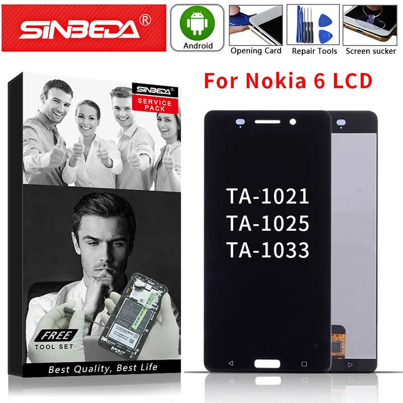 ЖК дисплей 5 дюйма для Nokia 6 TA 1000 1003 1021 1025 1033 1039 с сенсорным экраном и дигитайзером