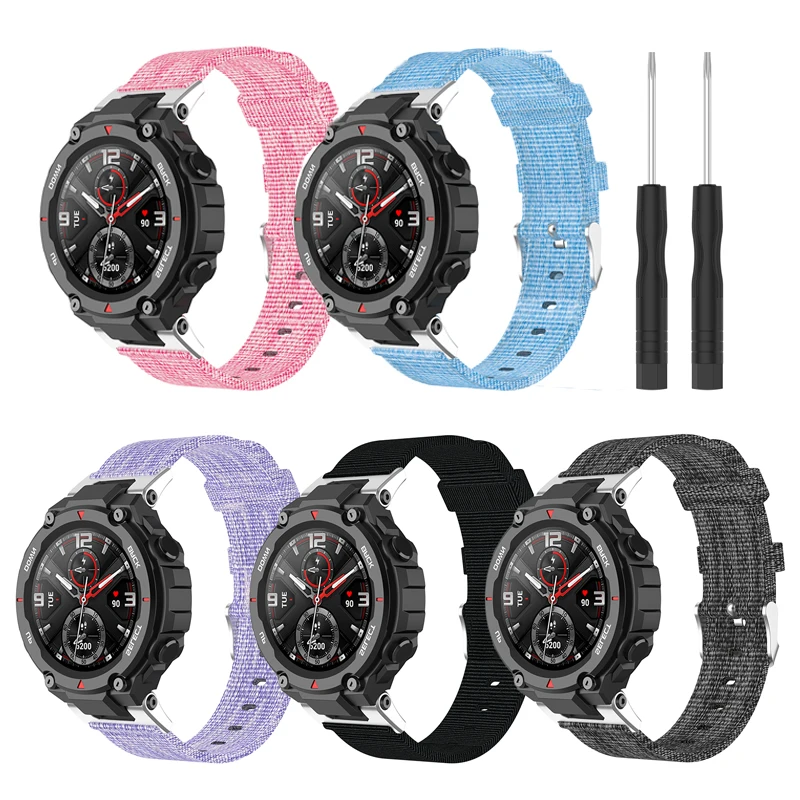 

Canvas Nylon Watchband for Xiaomi Huami Amazfit T-Rex A1918 Strap With Tool Sports Smart Bracelet band For Amazfit Ares A1908