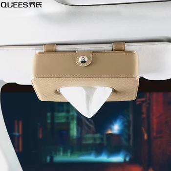 

QUEES Car Tissue Box High-quality Lambskin Hanging Type Strap-type Tissue Box Sun Visor Seat Back Sunroof Available Car Supplies