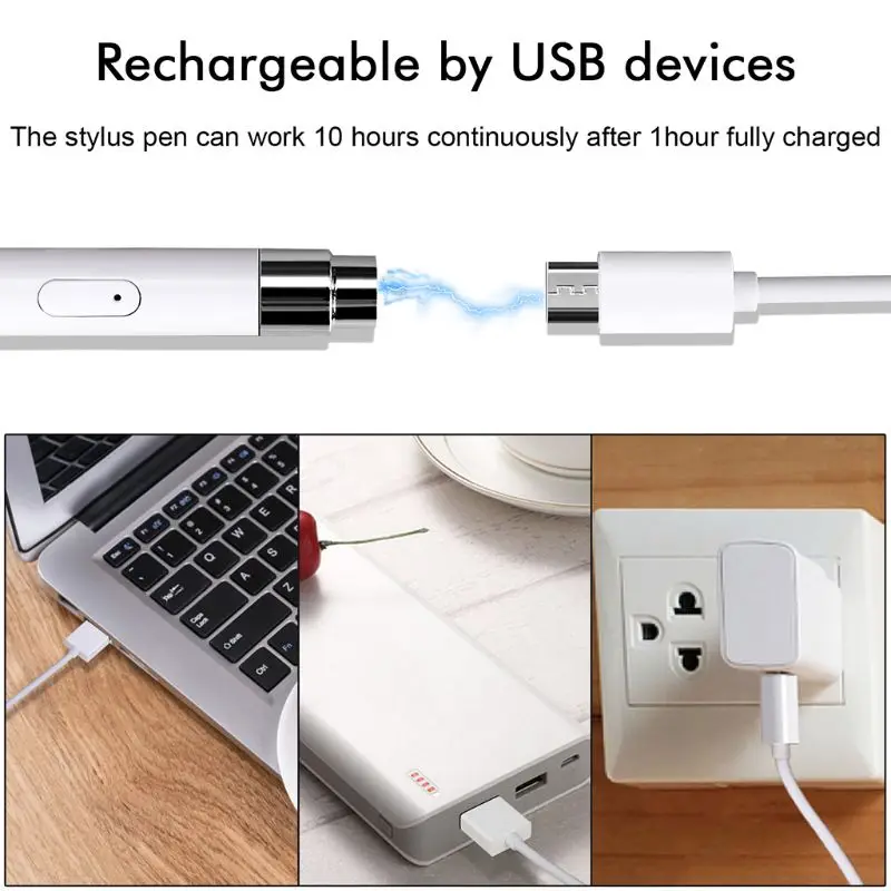 Портативный Емкостный карандаш микро usb зарядка сенсорный экран Стилус для iPhone iPad iOS Android телефон Windows Система планшет