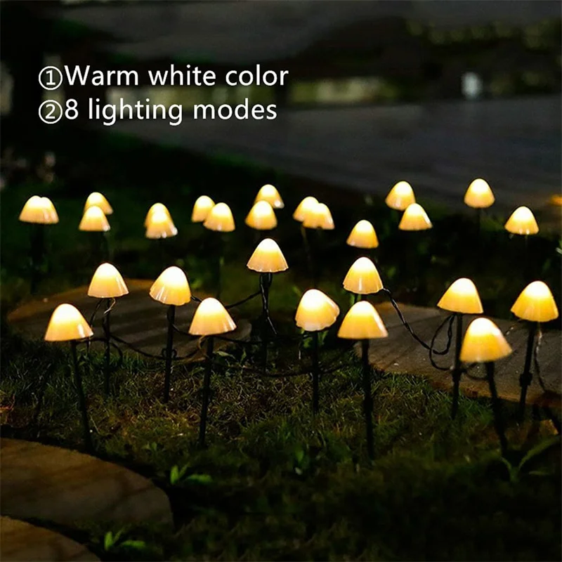 LED Solar String Light Outdoor IP65 Waterproof Mushroom Lights Fairy Light Garland for Garden Patio Pathway Landscape Decoration solar lantern lights