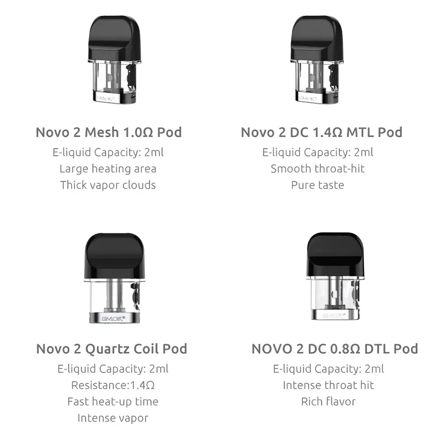 Original Vape SMOK NOVO Pod Cartridge Atomizer 2ML NOVO2 TANK Vpaorizer NOVO 2 MTL Vaporizador Mesh Coil Electronic Cigarette