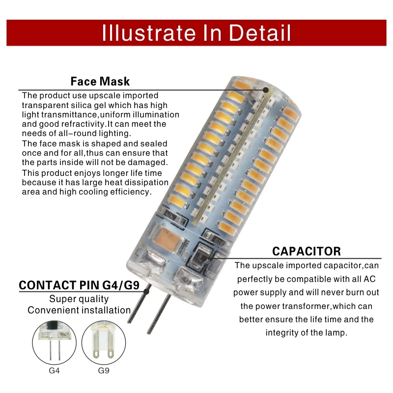 4pcs/lot LED G4 G9 12V 220V AC DC 1w 2w 3w 4w 5w 6w Replace 40w 60w Halogen Lamp Light 360 Beam Angle Chandelier LED Bulb Lamp