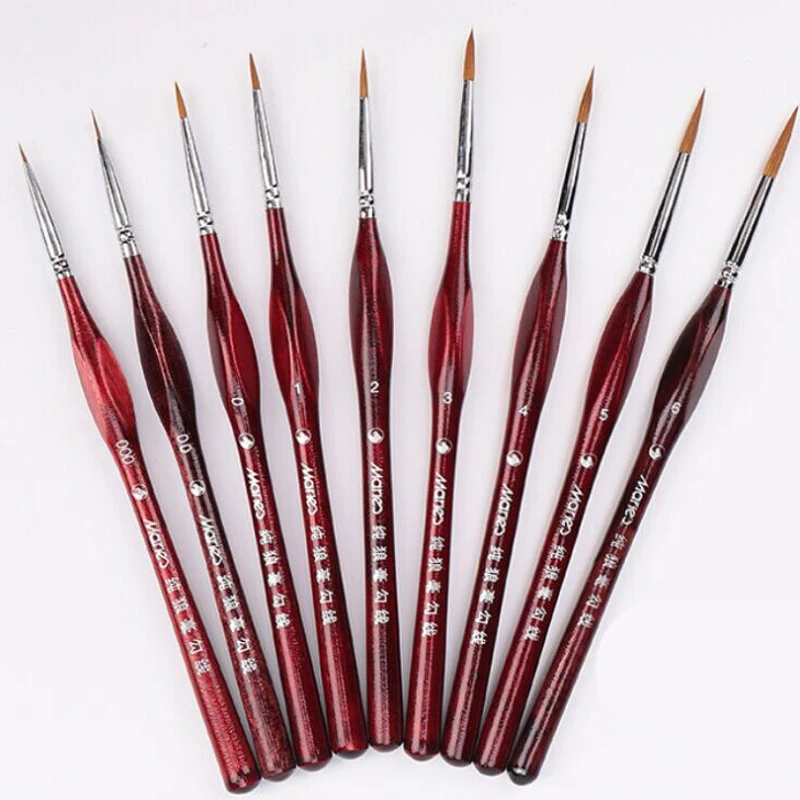 9 шт. 000 ~ 6 миниатюрных кистей для рисования набор из собольных волос тонкая деталь