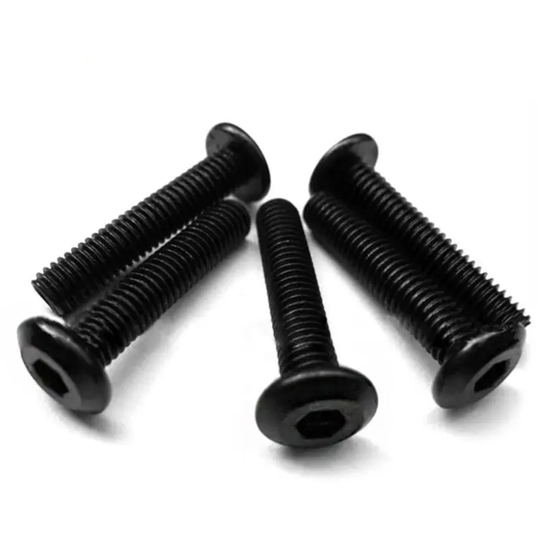 100pcs M5*10mm Flat Head Screw Bookcase Furniture Black Carbon Steel Hexagon Socket Head Screw