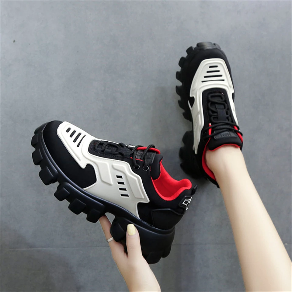 Leather women's sports shoes thick bottom increased latest trend luxury wild casual high quality designer explosion tide