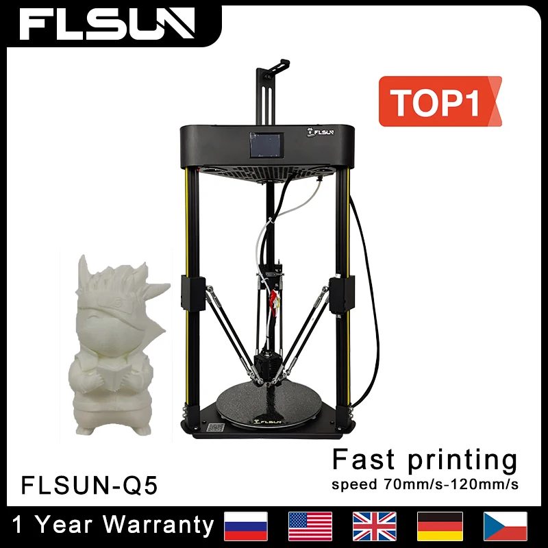 Flsun q5 impressora 3d delata tmc 2208 motorista silencioso autonivelamento retomar impressão pré-montagem 32bits placa kossel tela de toque