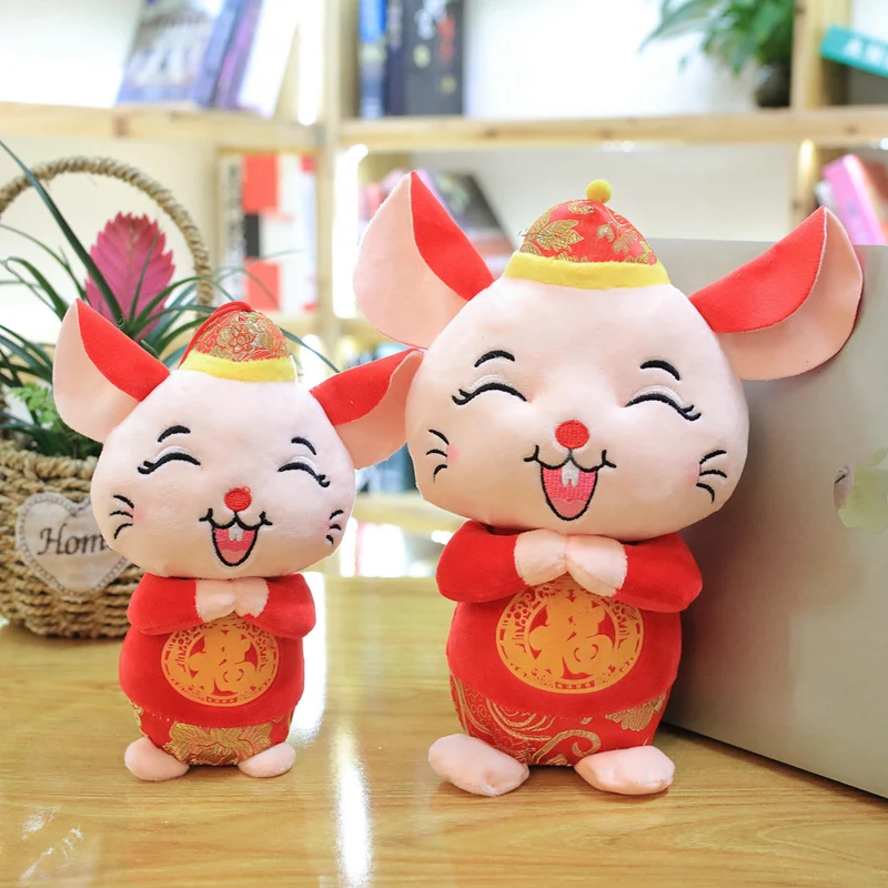 Год мышь год Kawaii Мини Китай Lucky Rat плюшевая мышь в Танг костюм мягкие игрушки китайский год вечерние украшения подарок