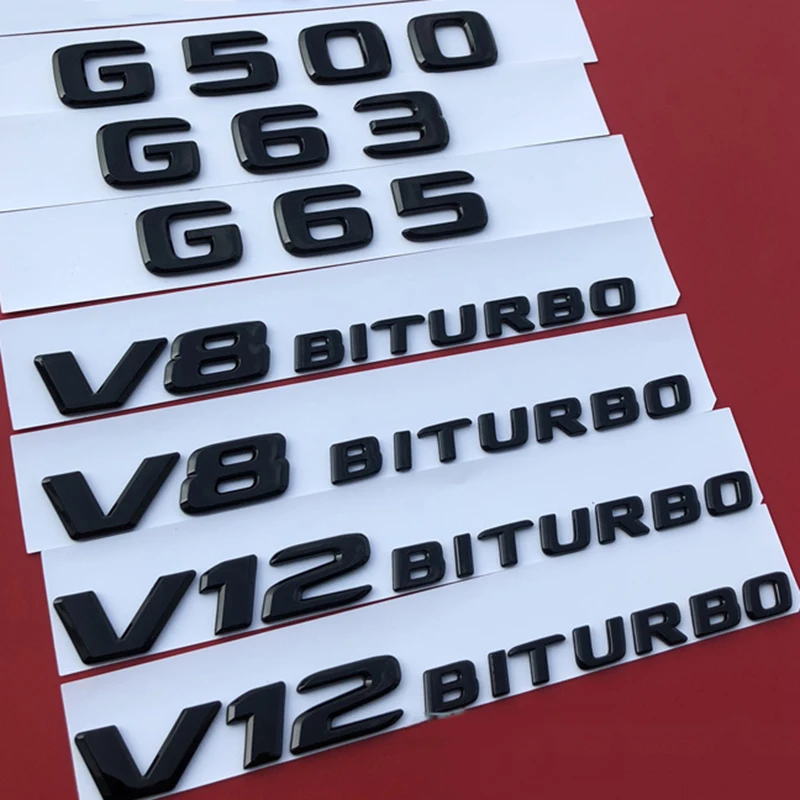 

Letters Emblem Badge for Mercedes Benz AMG G63 G65 G500 V8 V12 BITURBO Car Styling Trunk Fender Console Sticker Glossy Black
