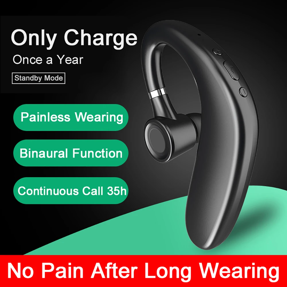 

Bluetooth 5.0 Headset 300mAh Single Handsfree IPX5 Waterproof Earphones with Microphone Business Headphone for Driving