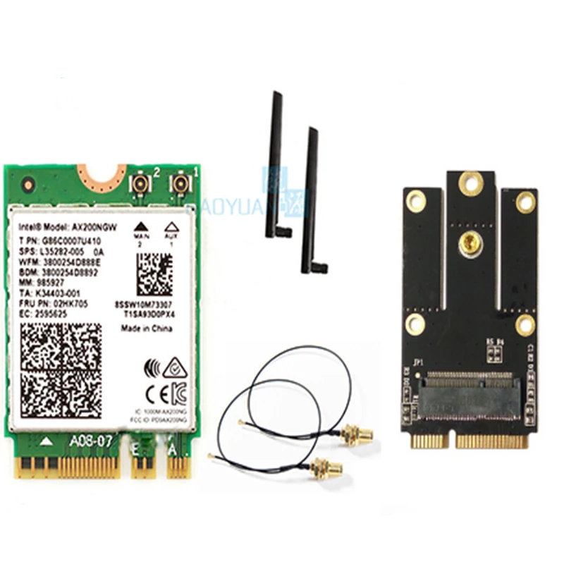 

Dual Band 2400Mbps Wireless AX200NGW NGFF M.2 Bluetooth 5.0 Wifi Network Card 2.4G/5G 802.11ac/ax For Intel AX200