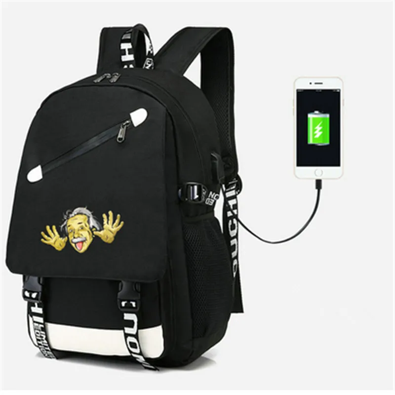 Style 4 Забавный Альберт Эйнштейн физик ткань художественный рюкзак USB Сумка дорожная школьная сумка USB модная Подростковая Повседневная сумка для ноутбука подарки - Цвет: Style 4
