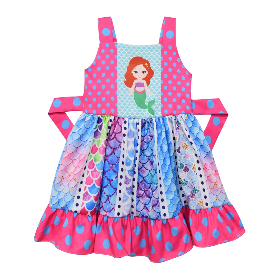 Милое Повседневное платье для маленьких девочек от 2 до 8 лет, одежда с рисунком единорога из мультфильма «История игрушек» Детские вечерние платья принцессы Эльзы и Ариэль - Цвет: Little Mernaid Ariel