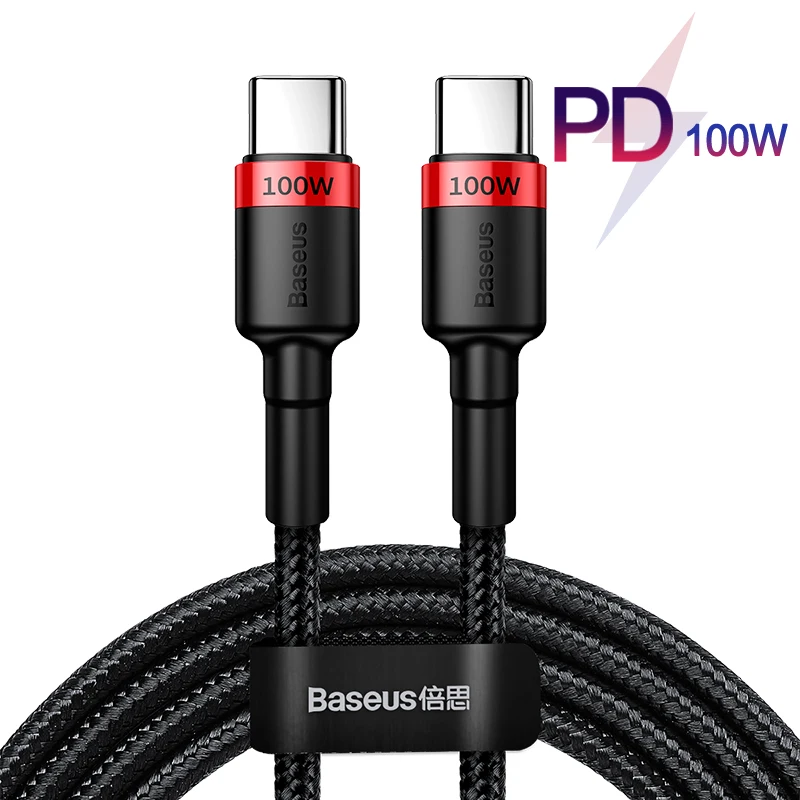 Кабель Baseus 5A usb type C PD 100W type C to type C кабель Quick Charge 3,0 USB C для samsung S9 HUAWEI MacBook Pro type C провод - Цвет: Red Black 100W